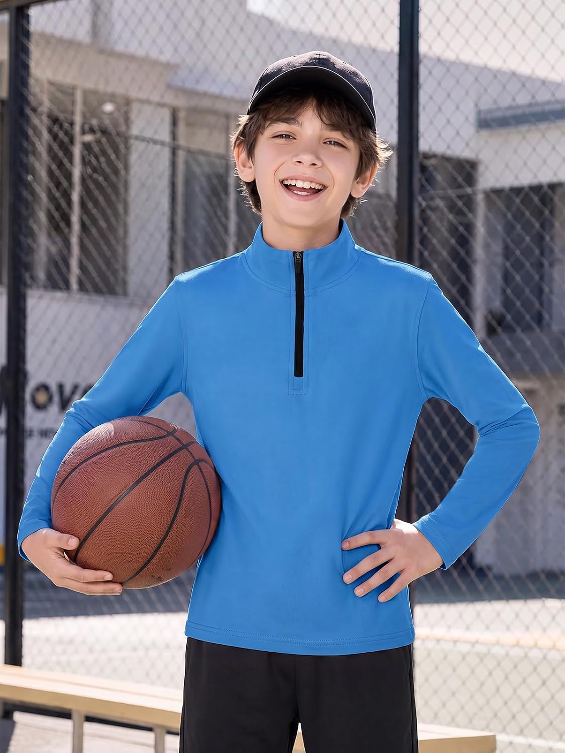 Haloumoning Boys Quarter Zip Pullover Sweatshirt Long Sleeve Active Tops