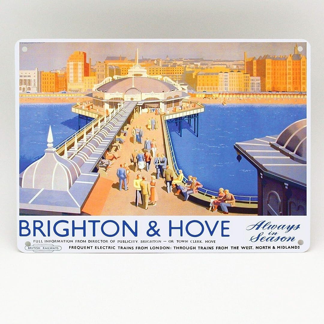 Bioprocess Brighton And Hove Southern Railway Poster Metal Sign British Rail Travel Metal Tin Sign 8X12 Inches