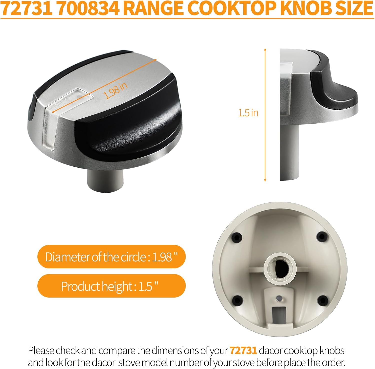 atgestore 72731 700834 Cooktop Knobs Replacement for Dacor Samsung Stove Parts PGM365-1S/NG Dacor Gas Range Parts Stove Top Knobs Black Plastic Burner Control Knobs 5 Pcs