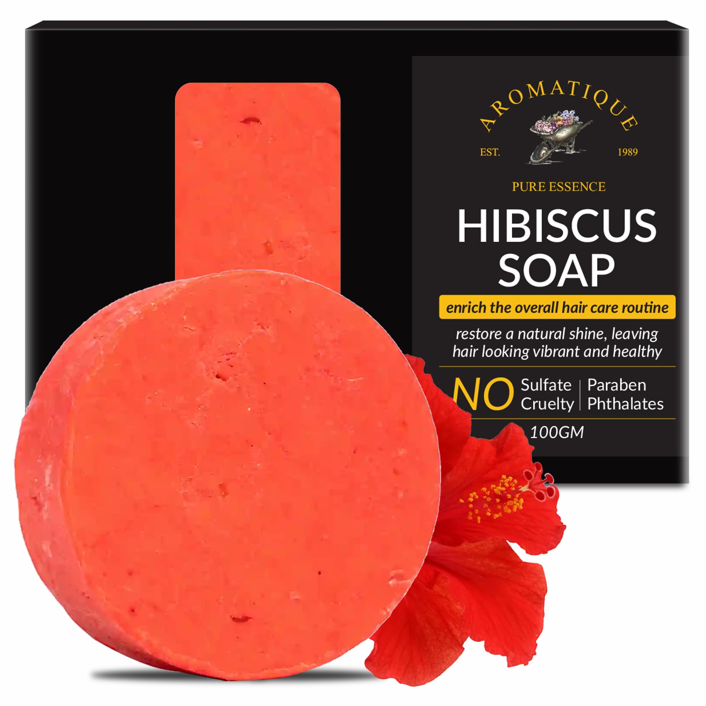 Aromatique Hibiscus Shampoo Bar | Vegan & All-Natural | Strengthens & Revitalizes Weak, Damaged Hair | Paraben-Free & Sulfate-Free (1)