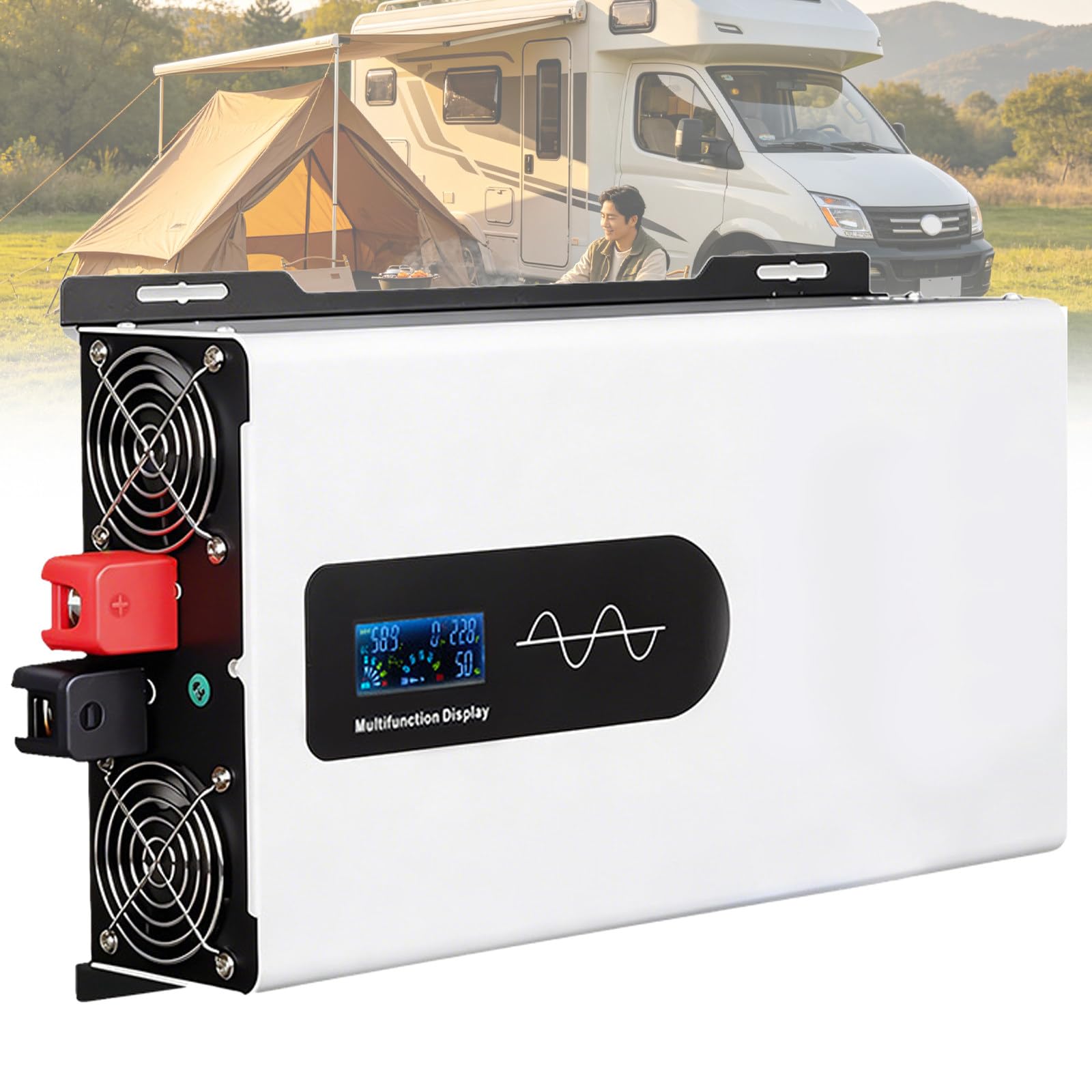 Inwerter Hybrydowy 12V Inwerter Czysta Sinusoida 12V/24V/48V/60V/72V/96V z 6000W Mocą Szczytową Obudową Aluminiową dla Samochodu Przyczepy Kemping Awaryjne Użycie 12V