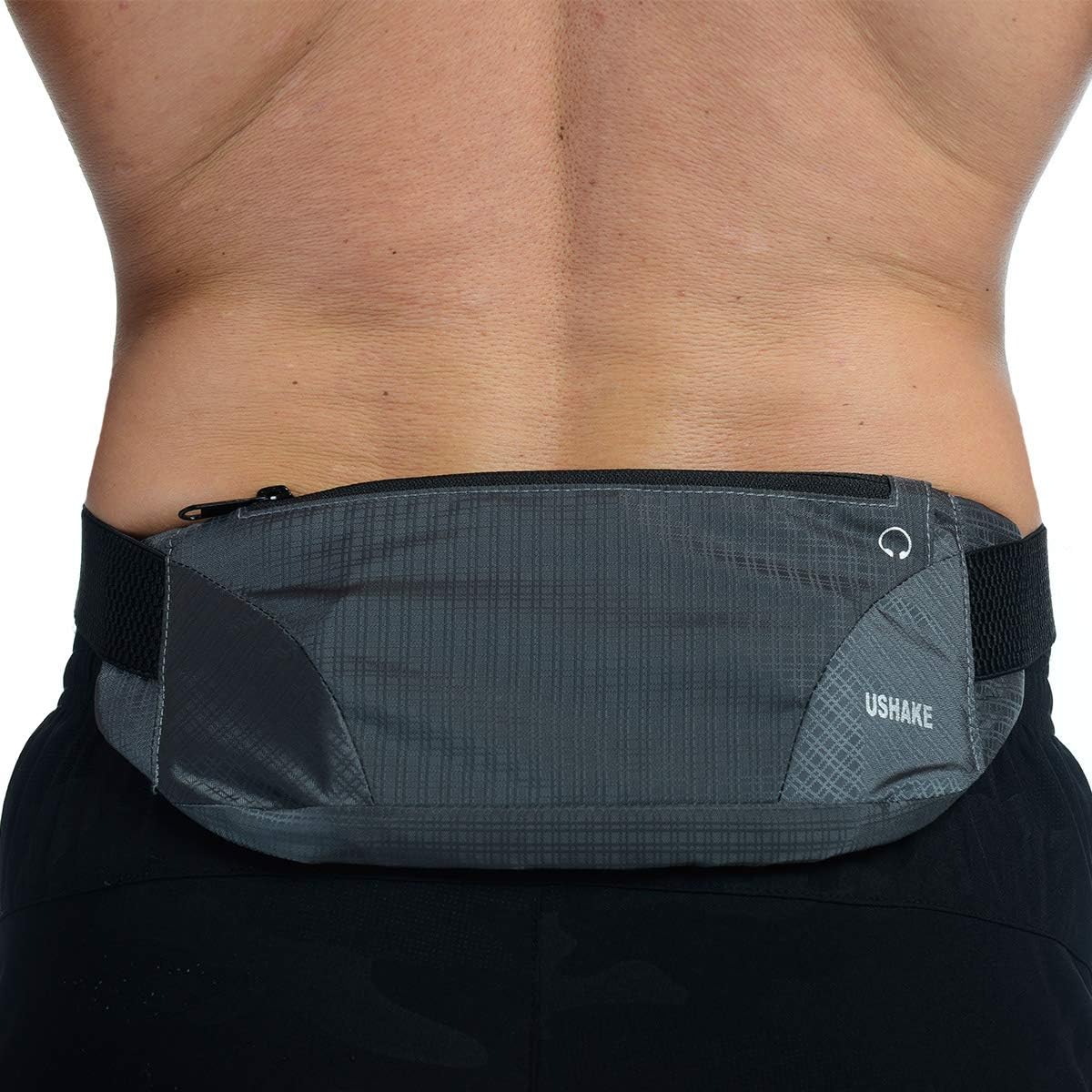 USHAKE Running Belt,Men or Women Ultra Light Bounce Free Waist Pouch Bag Fitness Workout Belt Sport Waist Pack Exercise Waist Bag for iPhone Samsung LG in Running Gym Marathon (Grey) - Image 2