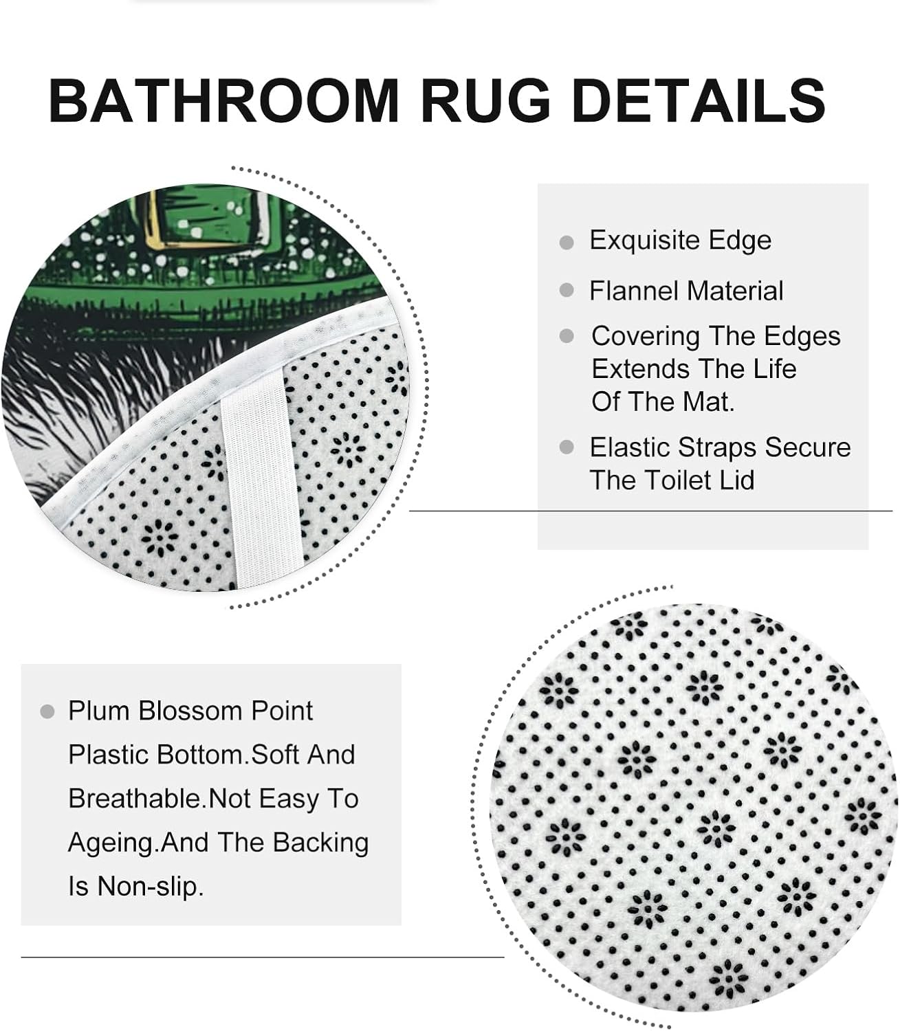 4PCS St.Patrick's Day Raccoon Bathroom Accessory Sets with Non-Slip Rug, U Shape Toilet Lid Cover Mat, Fun Cartoon Animal Bathroom Decoration 72''x72''