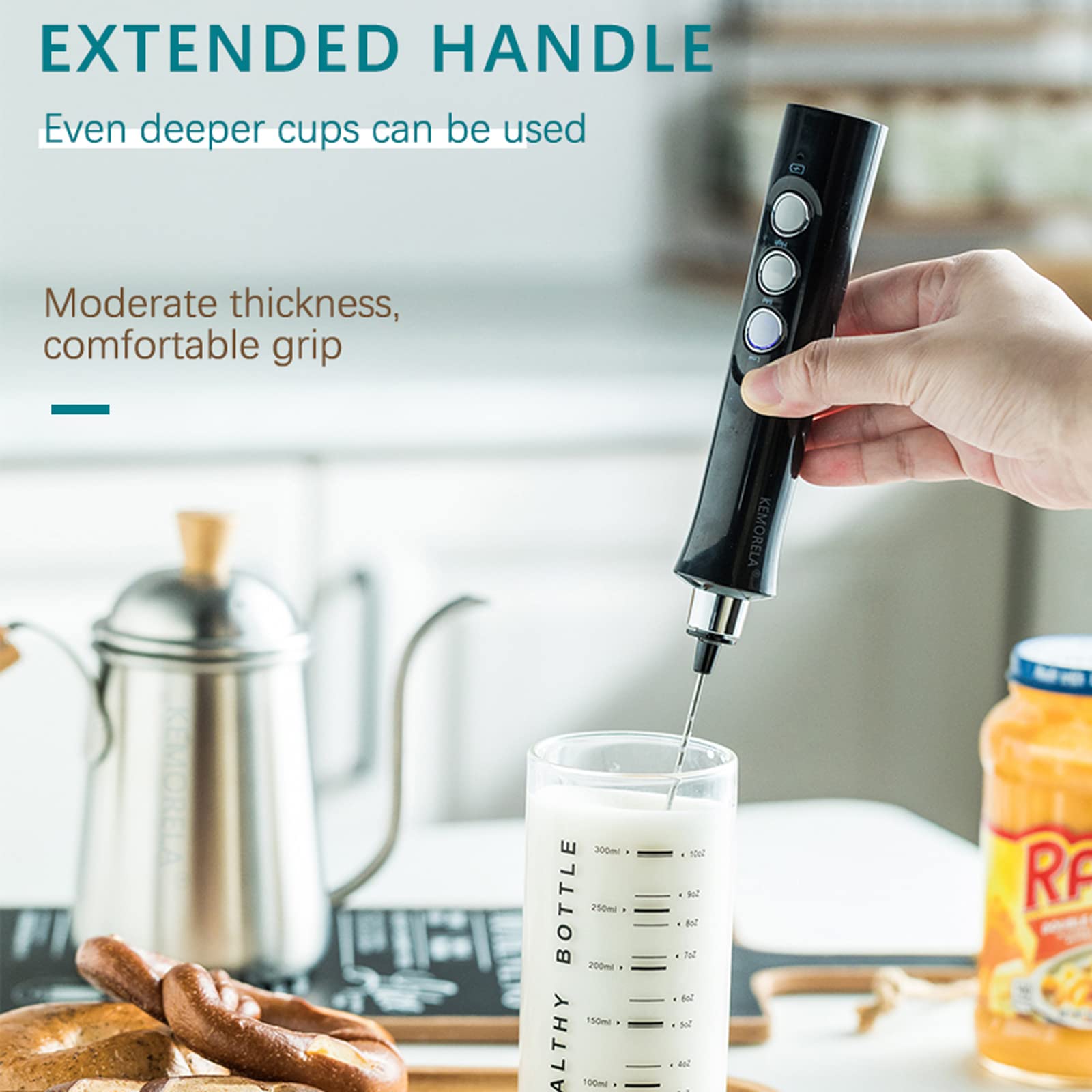 Montalatte Elettrico 3 in 1 Portatile Ricaricabile Schiuma Maker Palmare Schiuma Ad Alta Velocità Bevanda Mixer Caffè Schiuma Bacchetta Frullino Scaldalatte Montatore Latte Cappuccino