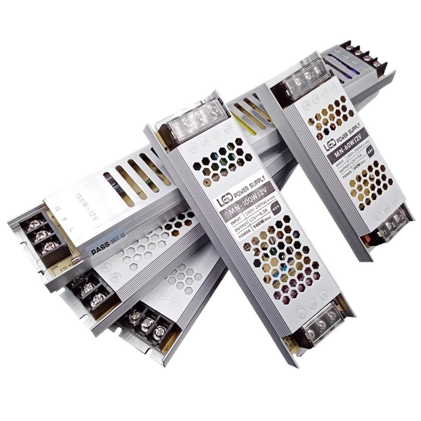 BIVOO Fuente de alimentación LED ultradelgada 24V DC 12V 60W 100W 150W 200W 300W transformadores de iluminación AC 190-240V Controlador LED Tira LED Laboratorio(12V 150W)