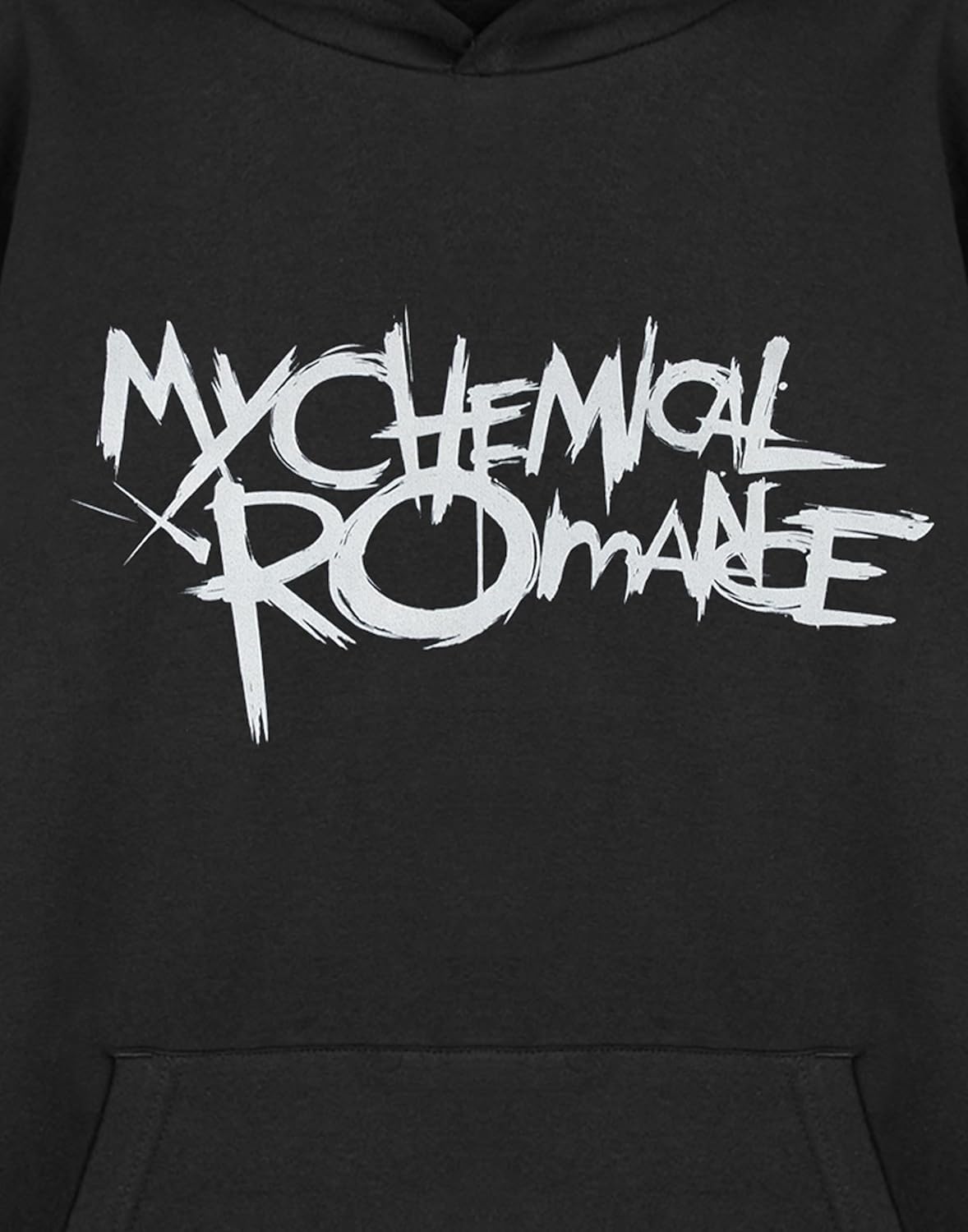 Vanilla Underground My Chemical Romance Hooded Sweatshirt | Black Music Band Long Sleeve Pullover | Unisex Adults Plain Casual Wear Top | Rock Apparel | MCR Fan Gift