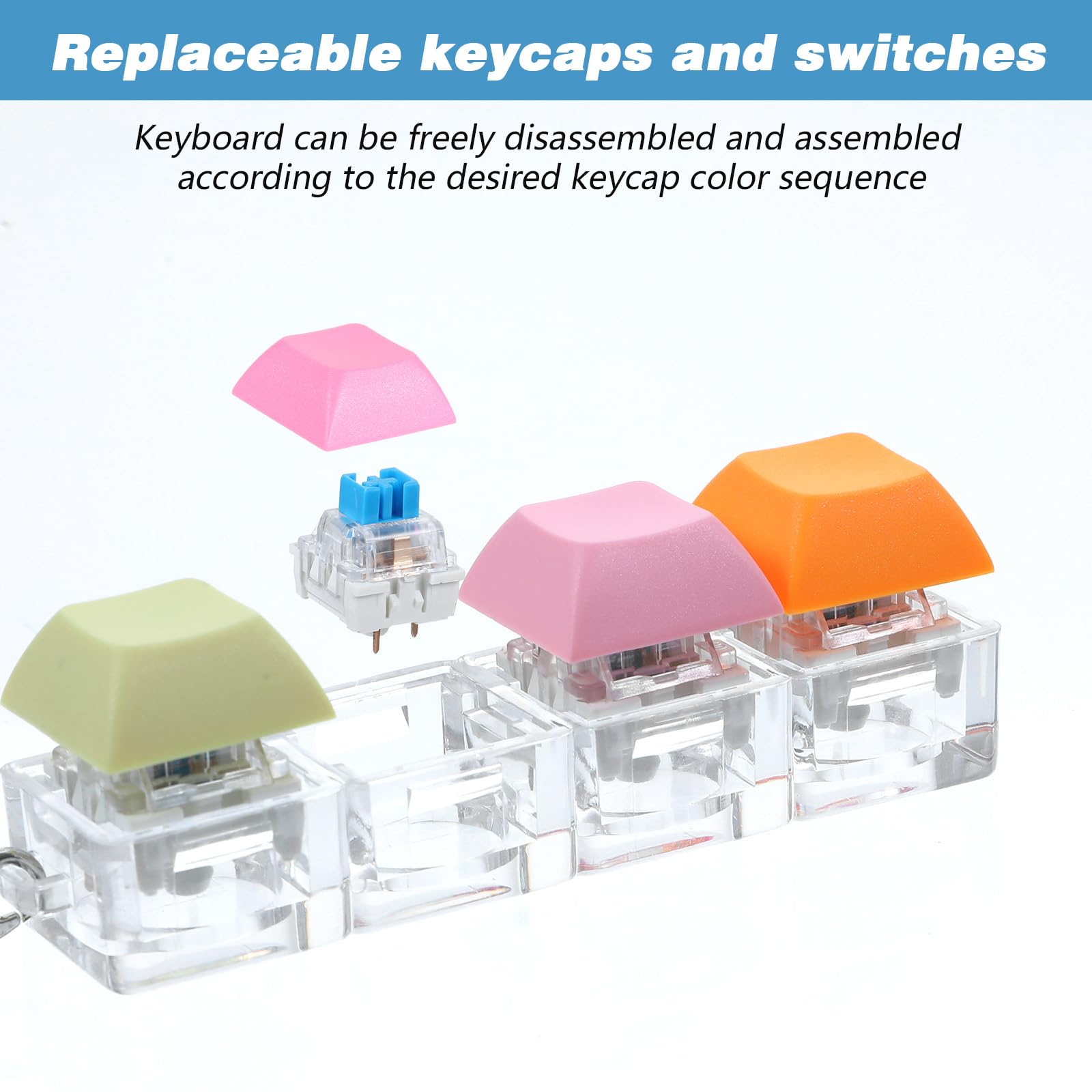 Klawiatura Fidget, Mabor Keyboard Keyboard Dekompression Keyboard Fidget Clicker, kolorowa nasadka na klawisze do dekompresji, zużycia czasu