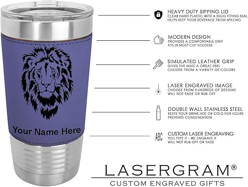 Vista 70 de LaserGram Vaso aislado al vacío de 20 onzas, pez bajo, grabado personalizado incluido (piel sintética, gris)