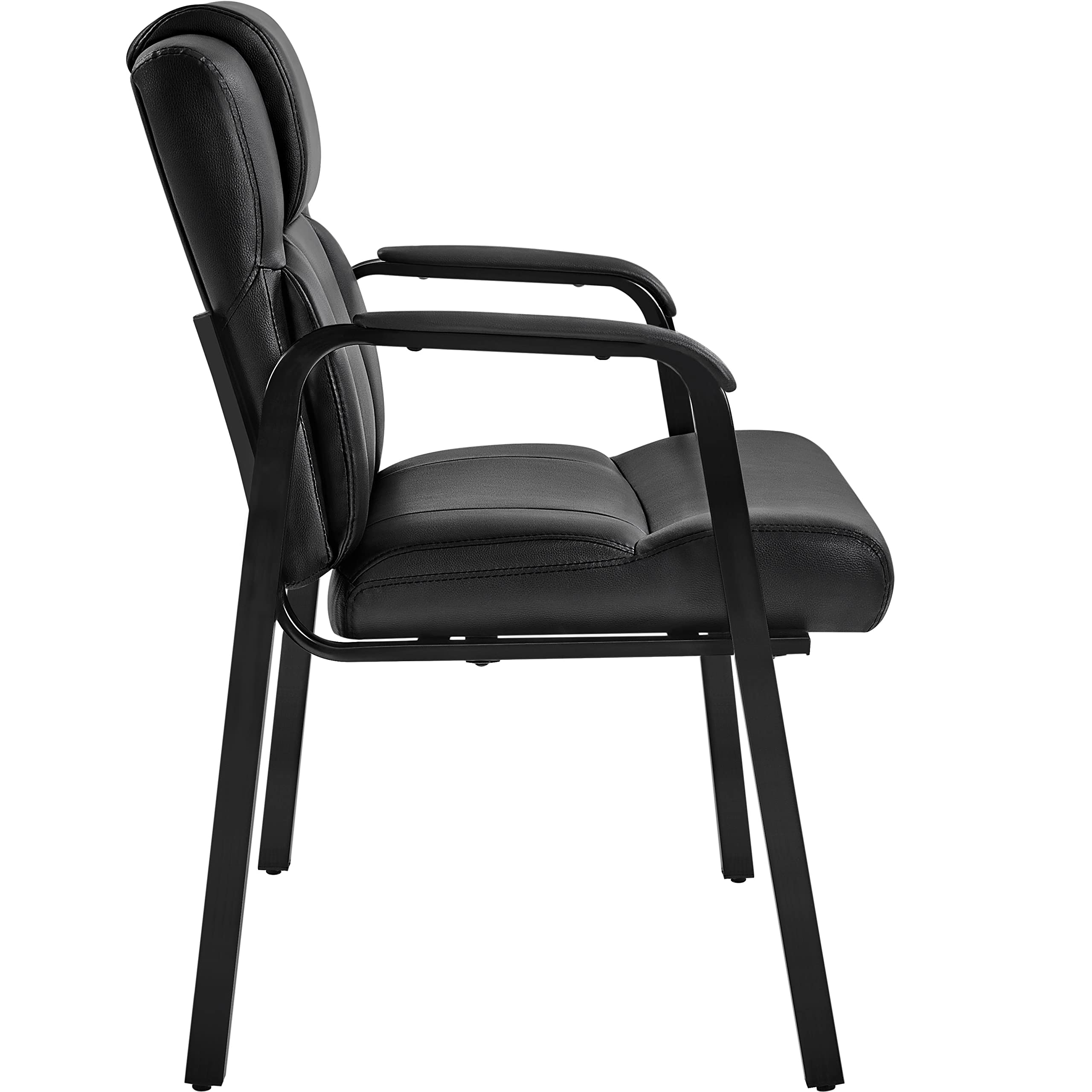 Yaheetech 2 chaises de Bureau invités de Luxe sans Roues pour réunions de conférence et Salle d'attente visiteurs ergonomiques en Similicuir, portée 136 kg Noir