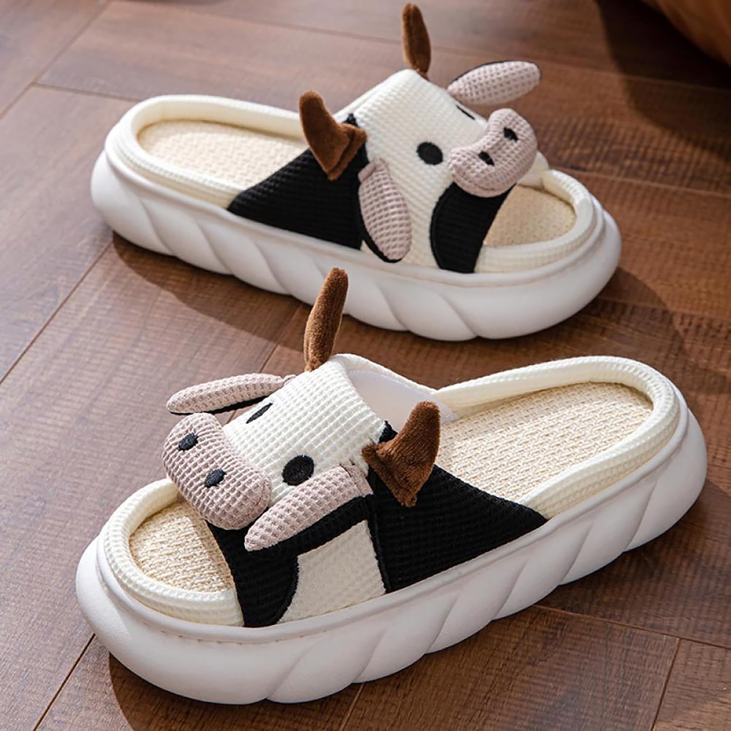 Gaolinci Cartoon Animal Shape Slippers, Womens Four Seasons Home Linen Slippers