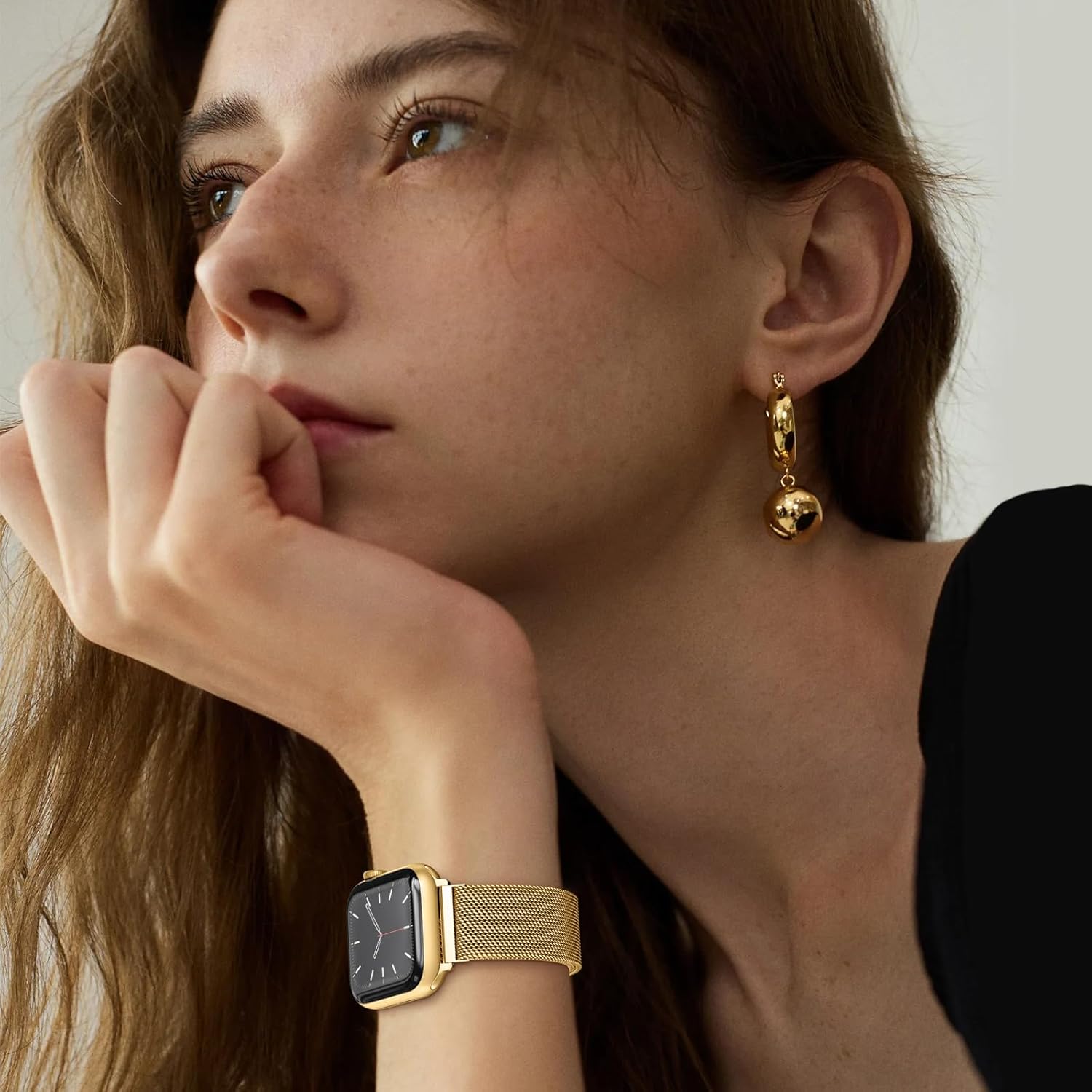 BELONGME Mesh Metal Loop Compatible with Apple Watch Band 42mm 44mm 45mm 46mm 49mm Series 11 10 9 8 7 6 5 4 SE 3 2 1 Ultra 3 2 1 Women Men, Stainless Steel Strap with Magnetic Clasp for iWatch Bands - Image 4