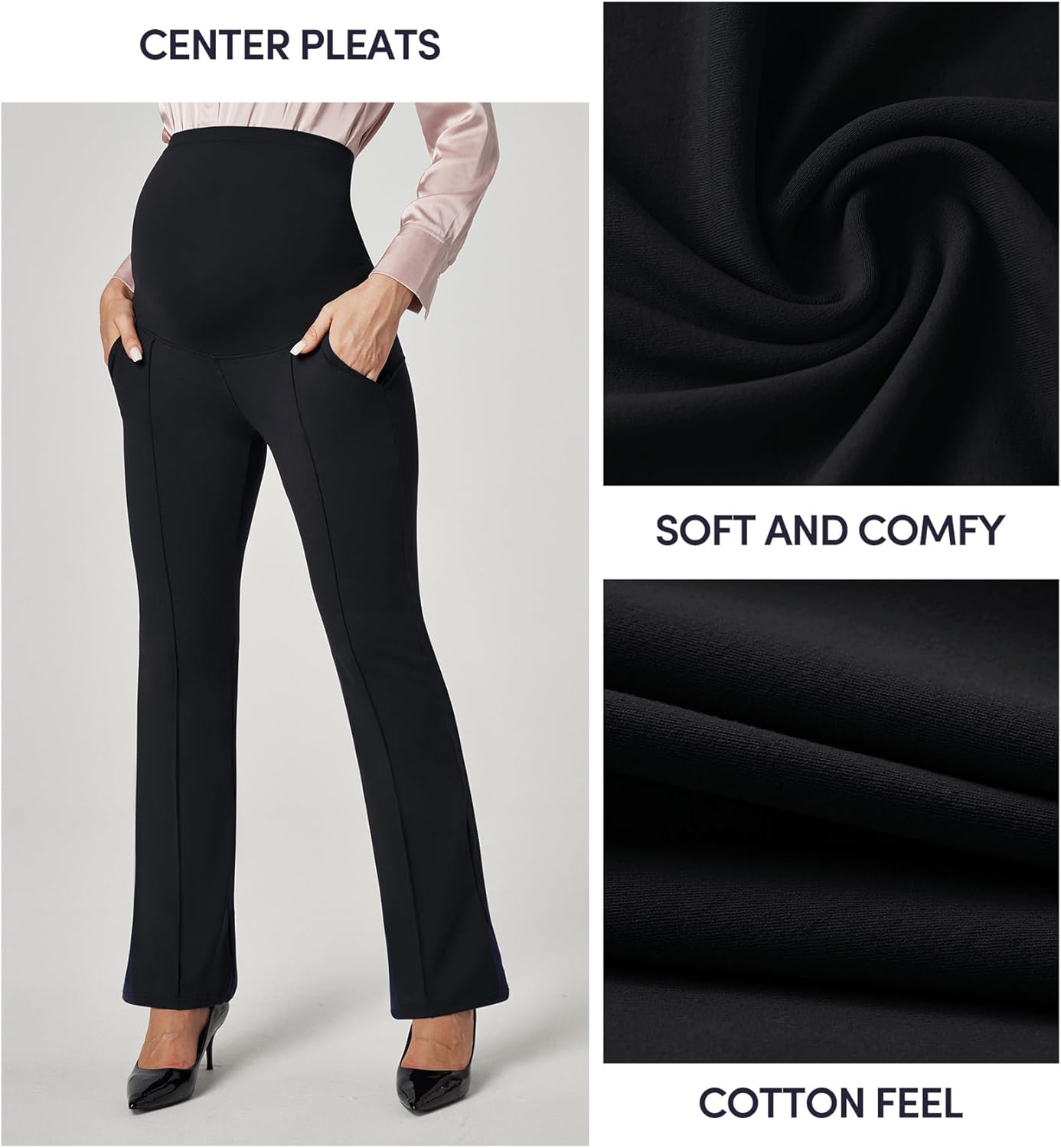 IUGA Soft Maternity Pants with Pockets Maternity Leggings for Work Pregnancy Stretchy Maternity Clothes Over The Belly - Image 4