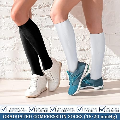 Miniatura 2 de FEYHAY Calcetines de compresión de cobre (3 pares) de 15-20 mmHg de circulación es la mejor atlética y diaria para hombres y mujeres, correr,
