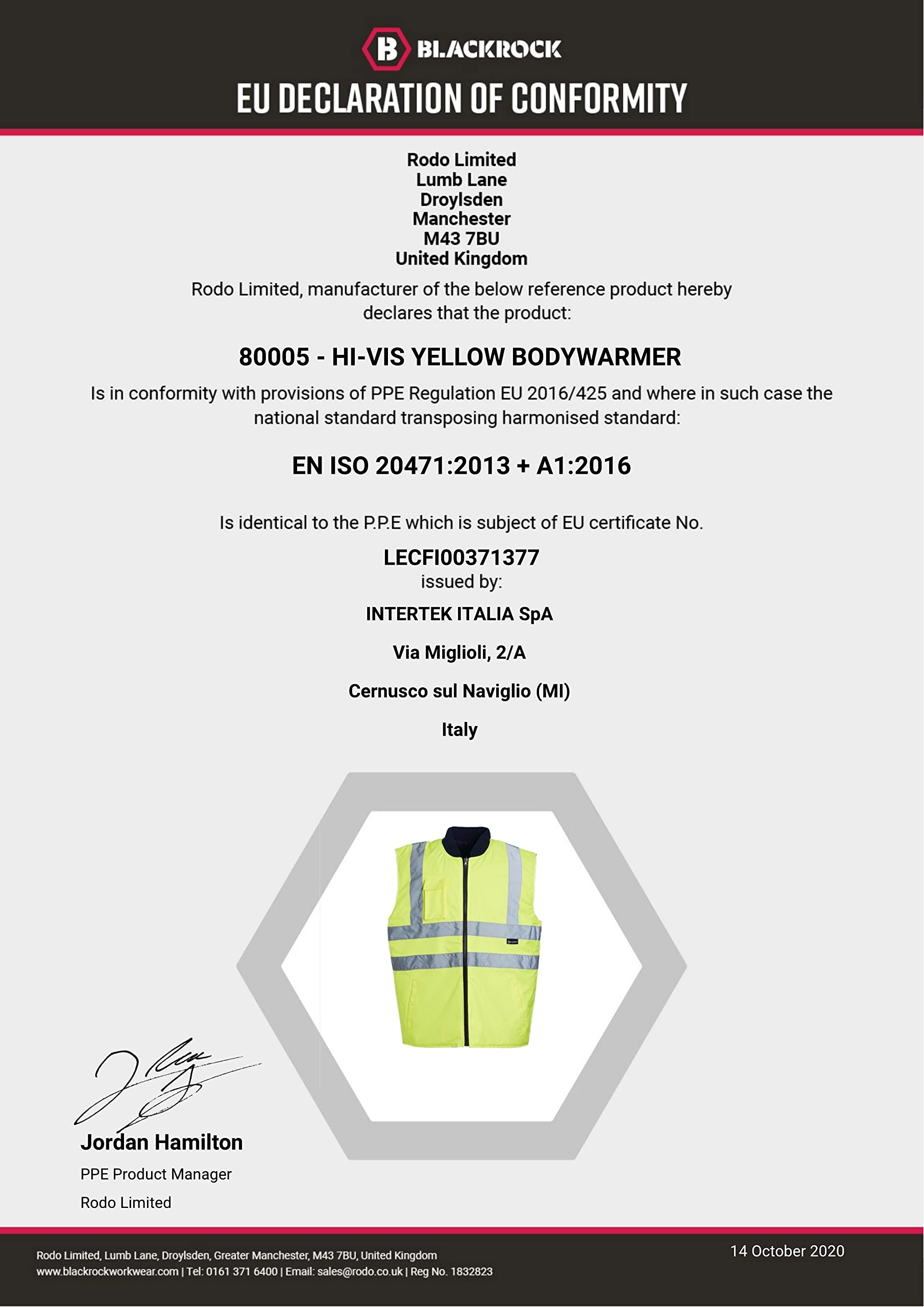 Blackrock Hi Vis Body Warmer Yellow/Navy Reversible Hi Vis Padded Gilet, Quilt Lined, Warm Work Body Warmer For Men Womens, Equestrian Hi Viz Reflective Gilet Security Safety Wear