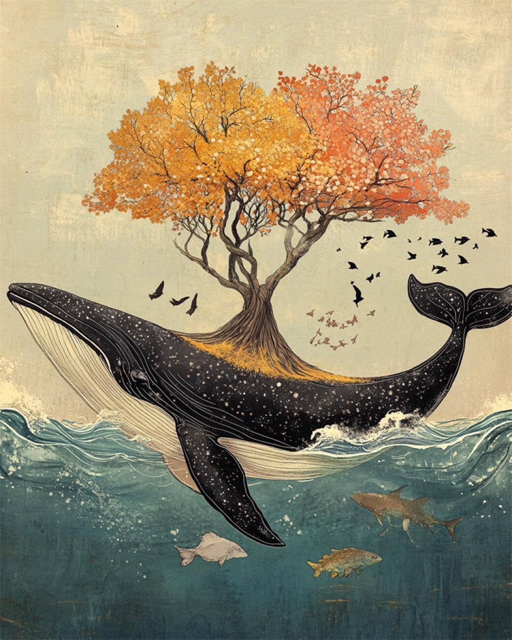 Rkflgew C Diy Embroidery Set Fantasy Whale 40X50cm