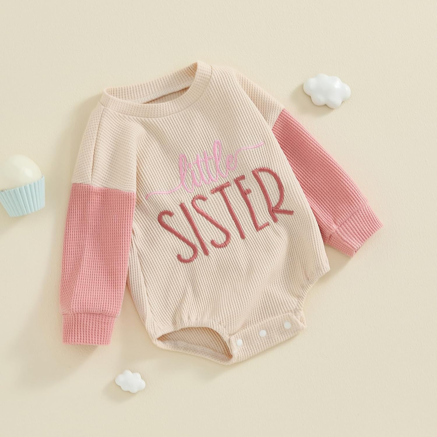 Baby Toddler Girl Boy Sweatshirt/Romper Long Sleeve Plaid Sister Brother Waffle Sibling Matching Outfit Fall Winter - Image 3