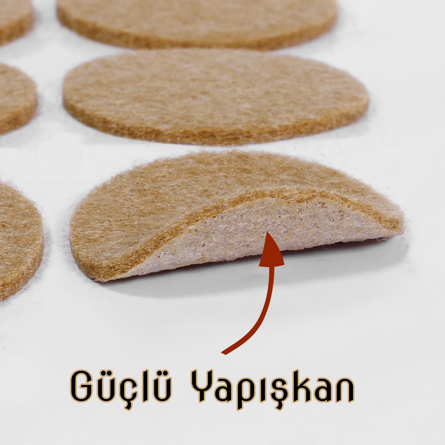 Badem10 Zemin Koruyucu Keçe 50 mm Yapışkanlı (8'li PAKET) Masa Sandalye Mobilya Koltuk Ayak Keçesi Yuvarlak