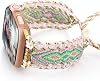 Boho Braided Band Compatible with Apple Watch Band 38mm 40mm 41mm 42mm 44mm 45mm 46mm 49mm Women, Woven Friendship Bracelet Handmade Beaded Adjustable Strap for iWatch Band SE Ultra 2 Series 10 9 8 7 6 5 4 3 2 1