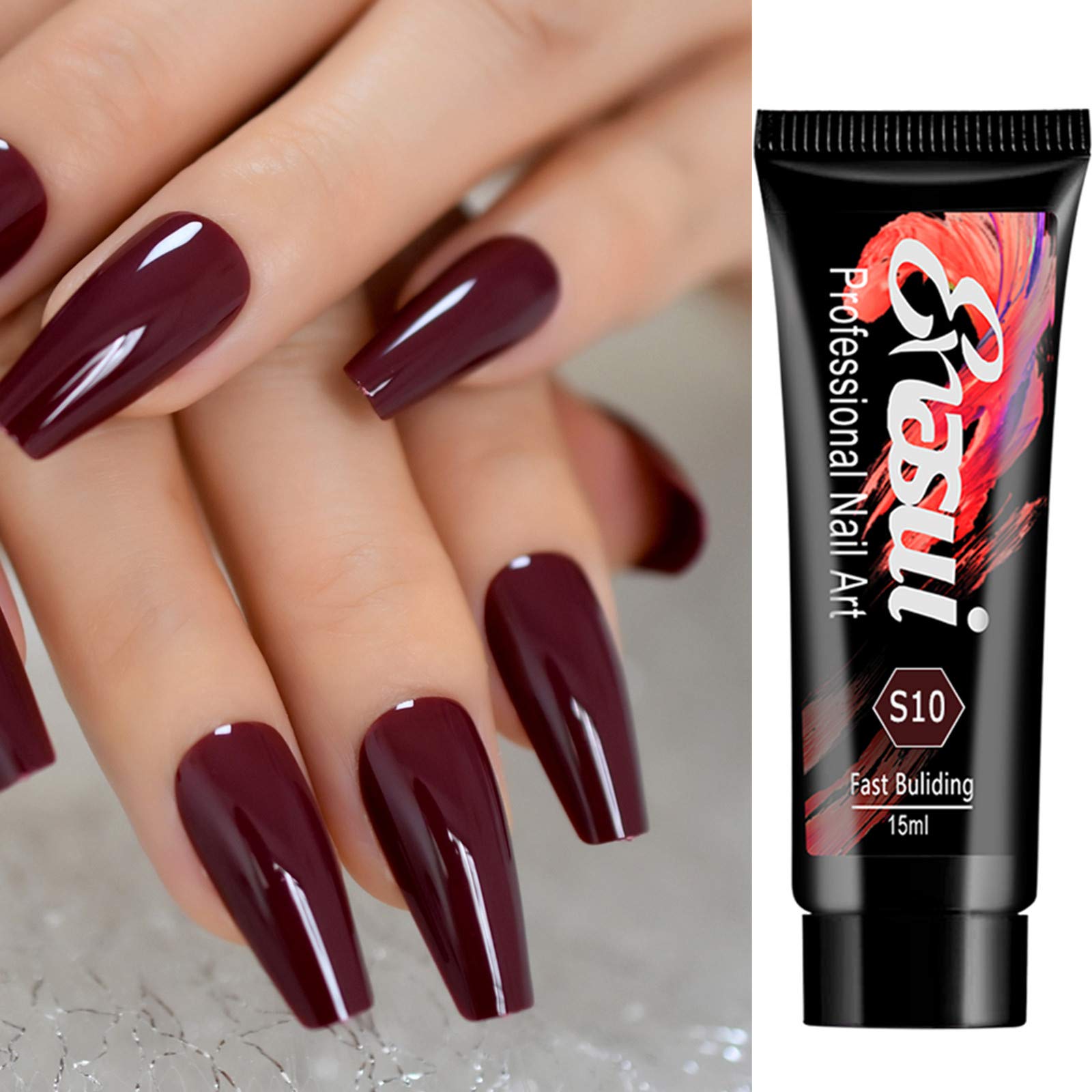 Poly Nail Extension Gel Kit Nail Builder Extension Gel Easy DIY for Beginner at Home Professional Technician Nail Salon Lengthening Solution Nail Art All-in-One Kit Gift Set ENASUI (Wine)