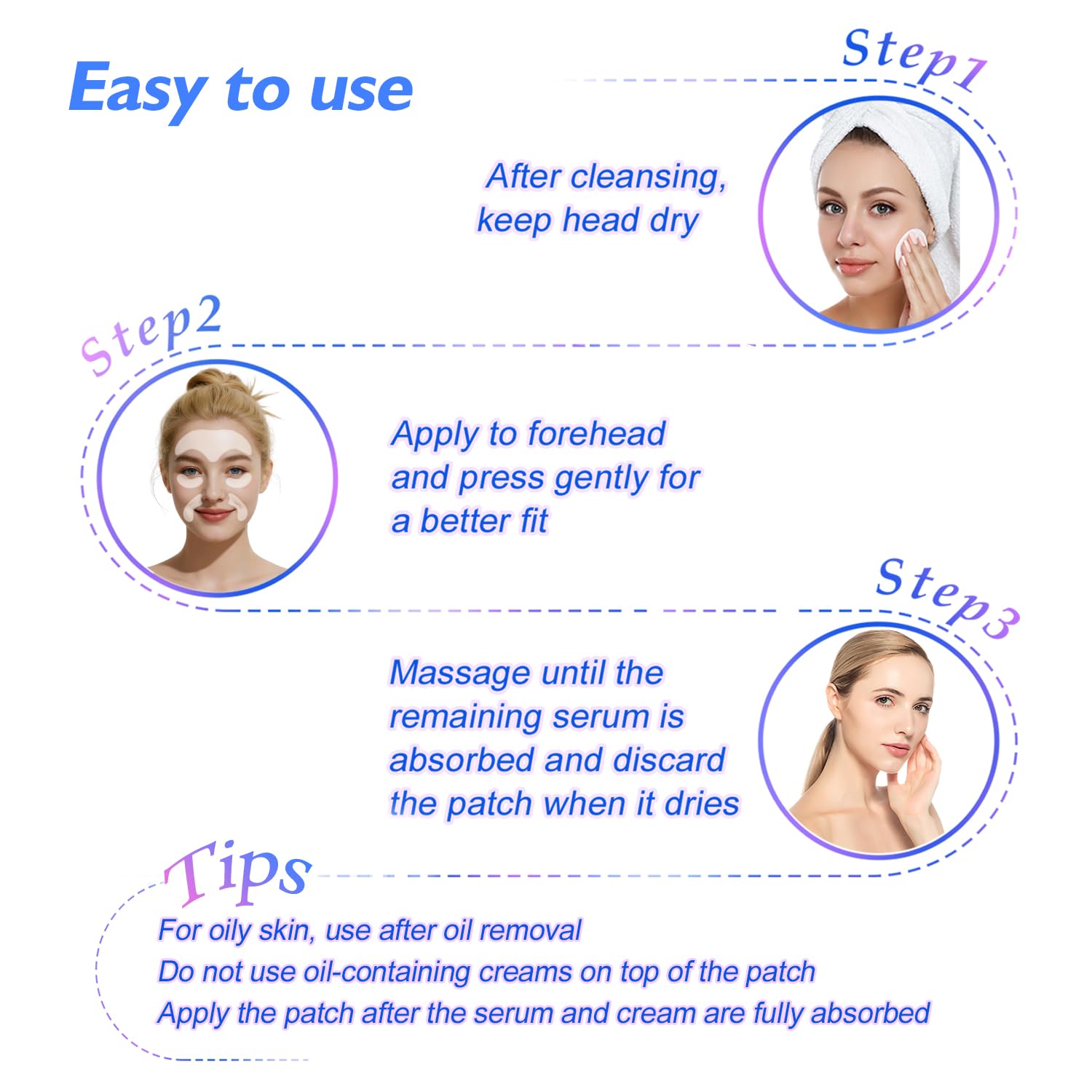 Eye Patches, Facial Patches for Forehead, Smile Lines and Under Eye - Overnight Facial Strips with Hyaluronic Acid & Collagen - Smoothing Skin Care for Women, 60PCS