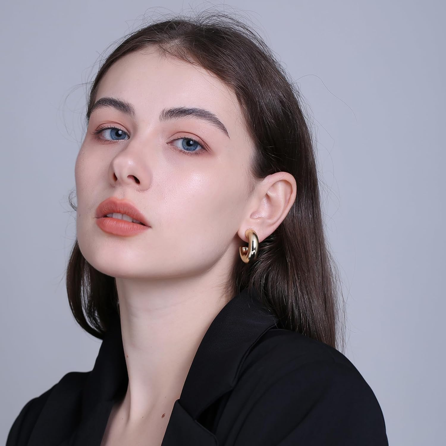 Acrylic Chunky Hoop Earrings, Lightweight Thick Open Hoops Candy Color Hoop Earrings for Women - Image 2