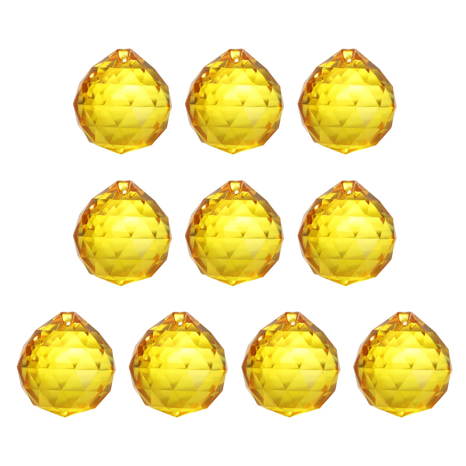 YELARXI Crystal Ball Prisms, Sun Catcher Hanging Prism Sun Catcher Pendant 18mm / 0.71Inch & 10 Pack & Golden-Fitting for (Outdoor/Indoor/Windows/DIY Decor/Feng Shui/Chandelier)