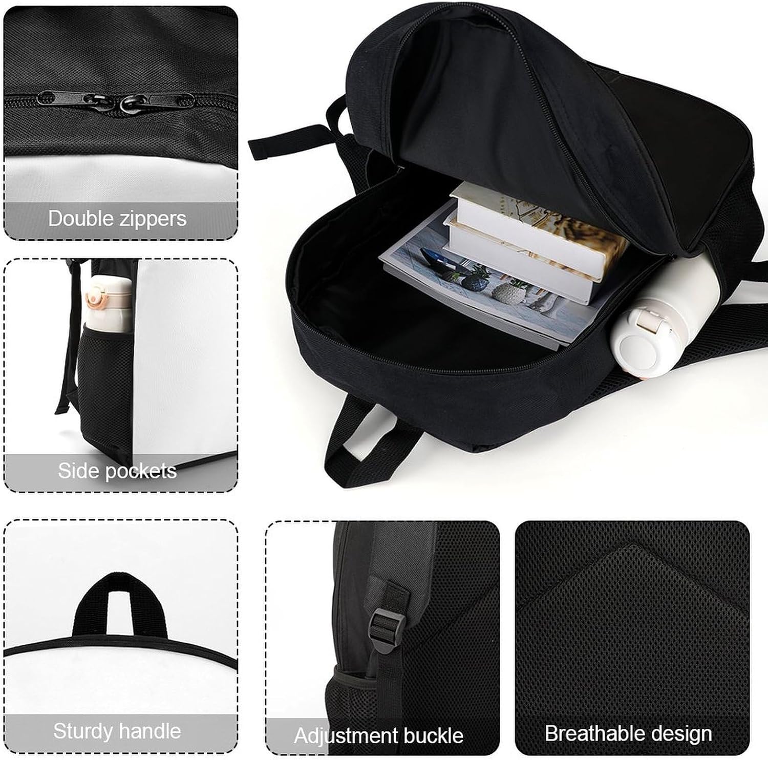 White Horse Black Large Backpack for Work, 17 Inch Laptop Bag image 4
