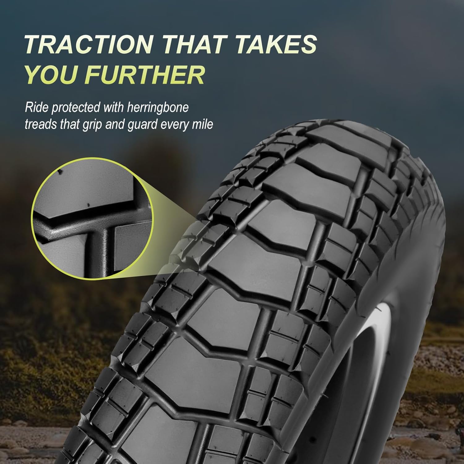 WHEELO Fat E-Bike Tire: 20x4.0 inch Fat MTB Tire, All-Terrain Folding Replacement Mountain Fat Bicycle Tire with Street or Trail Riding
