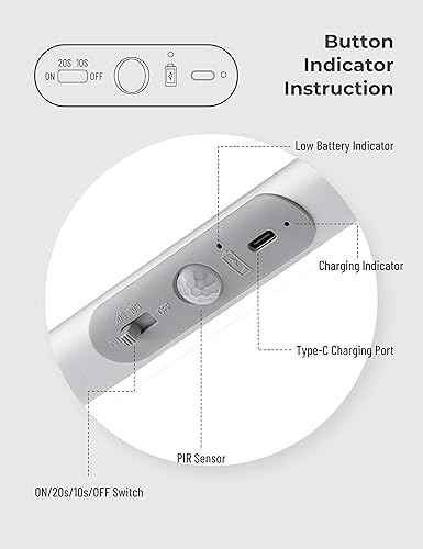Miniatura 4 de Joyzy Iluminación automática con sensor de movimiento con diseño de protección ocular, luz LED para iluminación inalámbrica, iluminación nocturna