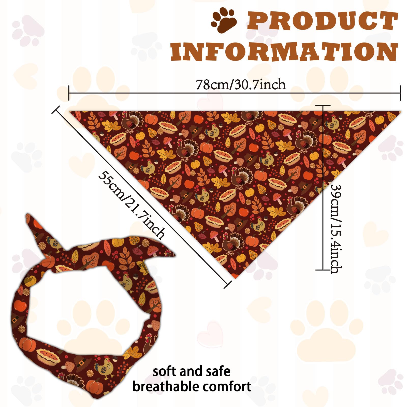 arricraft 1 Pc Thanksgiving Theme Dog Bandana - Image 2