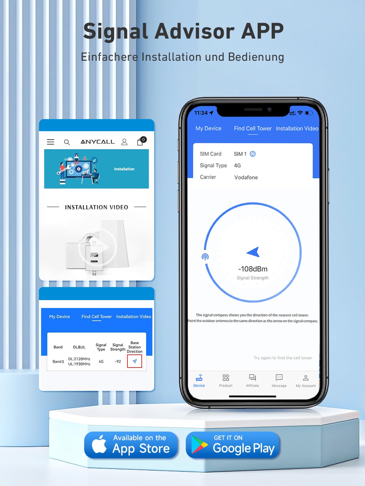 Amplificatore Segnale Cellulare per Banda 3 e 7, 4G LTE 3G GSM Ripetitore Segnale Cellulare per Casa Ufficio Cantina, Compatibile Iliad TIM Wind Tre ecc., Ricezione del segnale a 360°