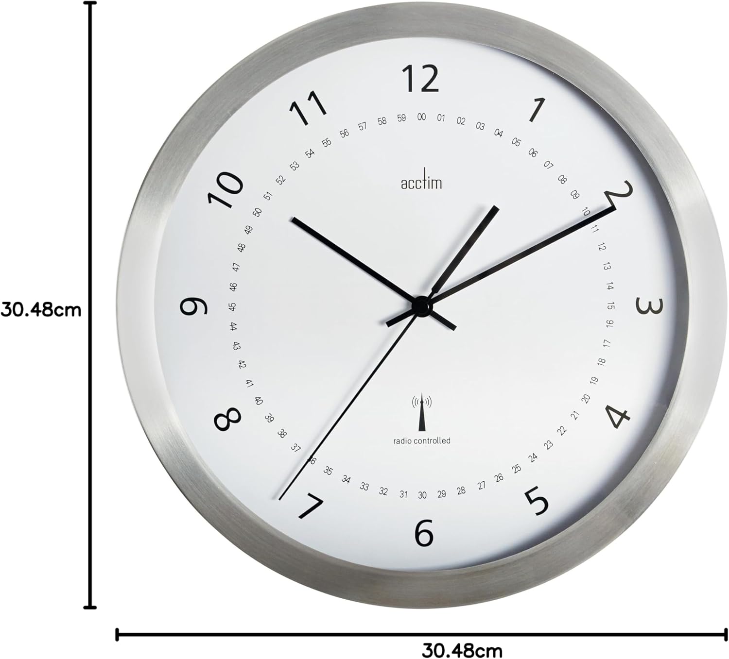 Diagram showing the 30.48cm diameter of the Acctim 74277 Kaava Wall Clock