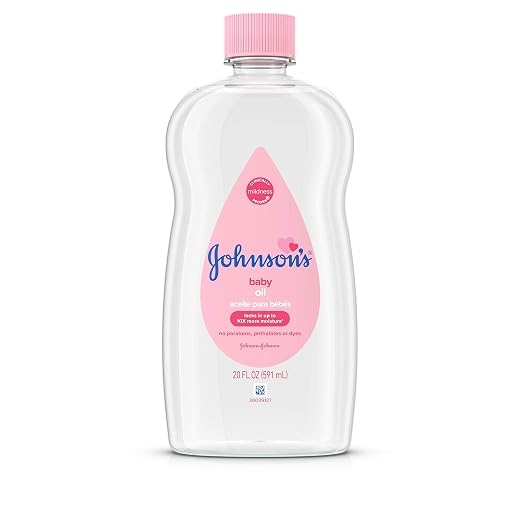 Johnson's Baby Oil, Pure Mineral Oil, Original Scent, 20 fl. oz | Help Prevent Moisture Loss, For Baby, Kids & Adults, Gentle & Soothing Massage Oil, Dry Skin Relief