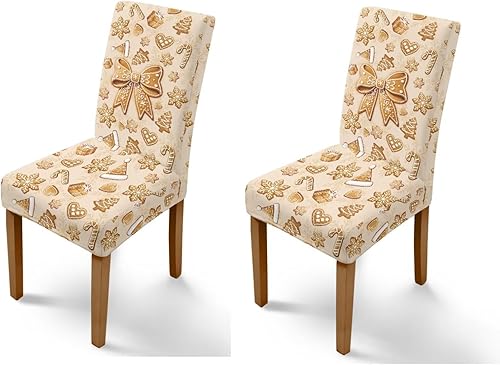 Miniatura 10 de Rnyleeg Juego de 1 fundas de asiento de Feliz Navidad para sillas de comedor, fundas elásticas suaves y cómodas para sillas de comedor con estampado