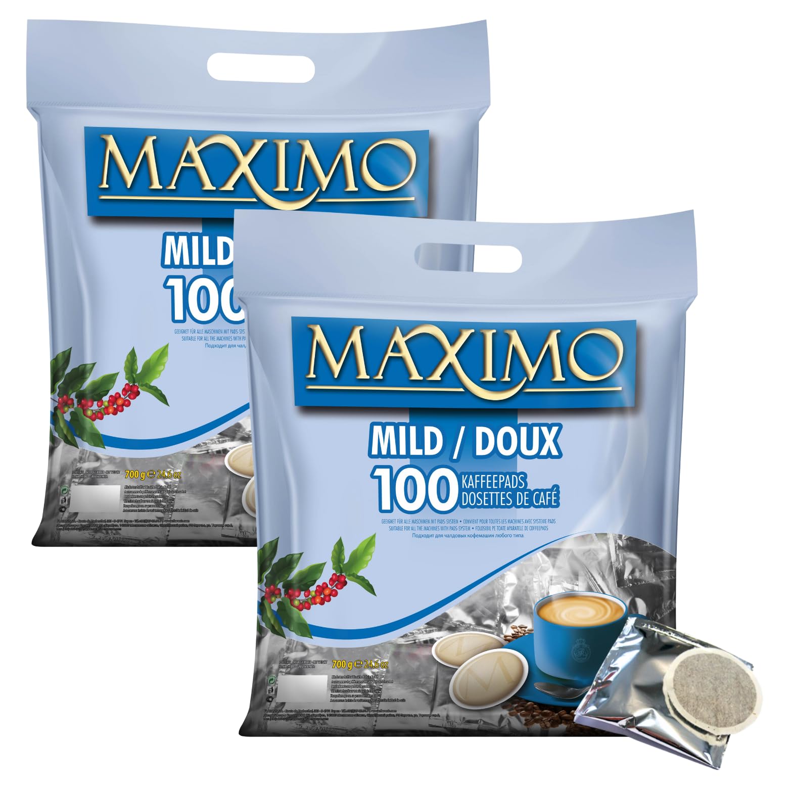 MAXIMO Doux - 200 dosettes individuelles de café compatibles SENSEO