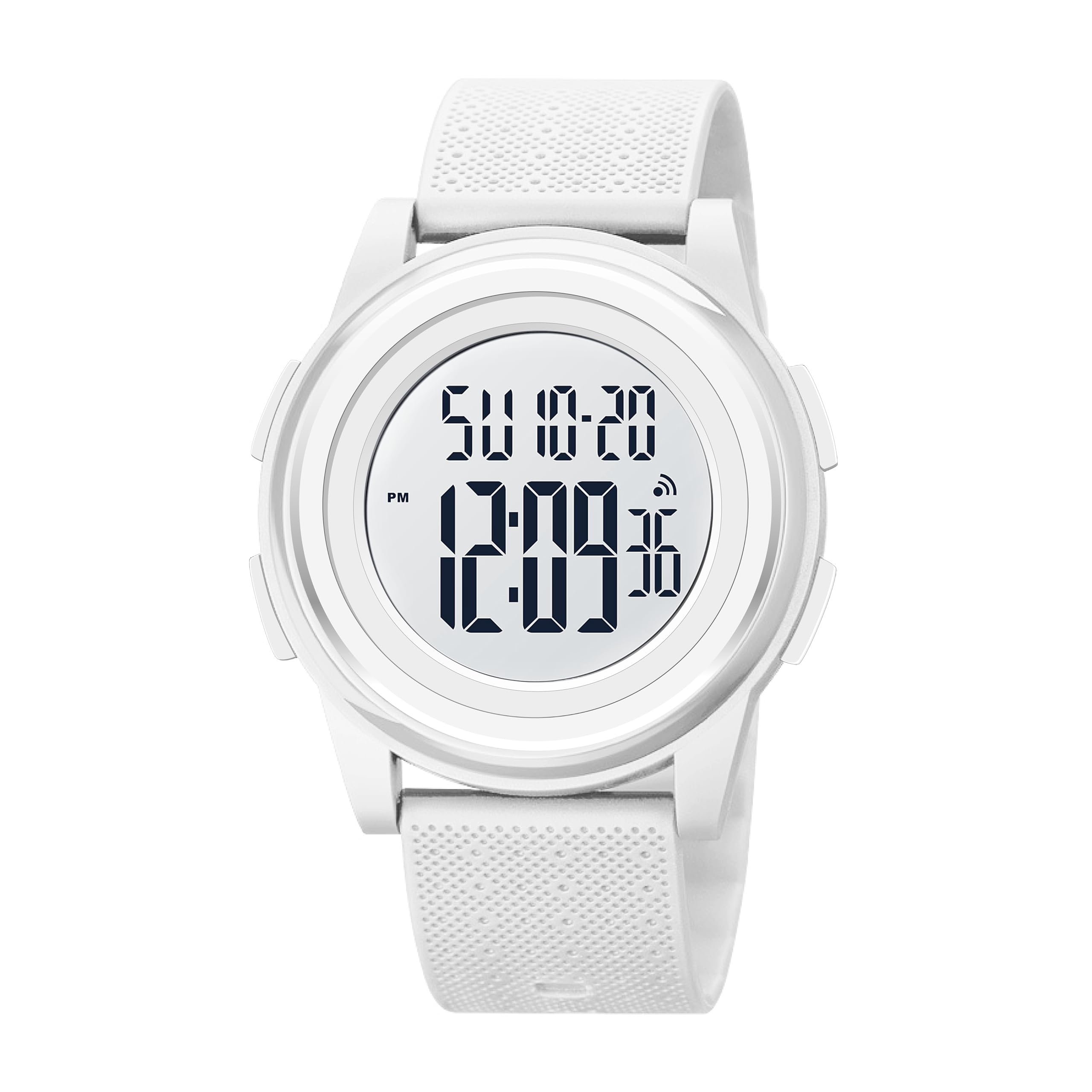 OLAZONEWomens White Digital Watches Ultra-Thin Minimalist Simple Sports Waterproof with Wide-Angle Display Rubber Strap Wrist Watch for Womens Watch