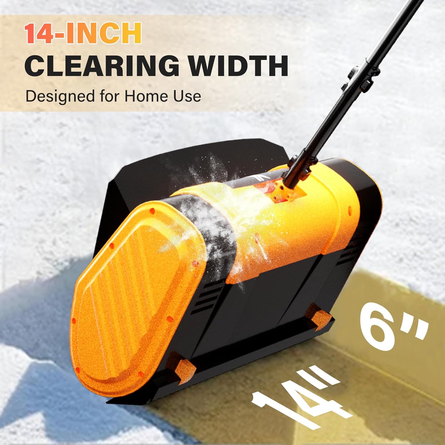 Cordless Snow Shovel, 21V Brushless Motor, 4.0AH Electric Snow Blower, 14" Clearing Path - 26 ft Throwing Distance for Sidewalk, Deck & Patio(2 * 4.0Ah Battery & Quick Charger Included)