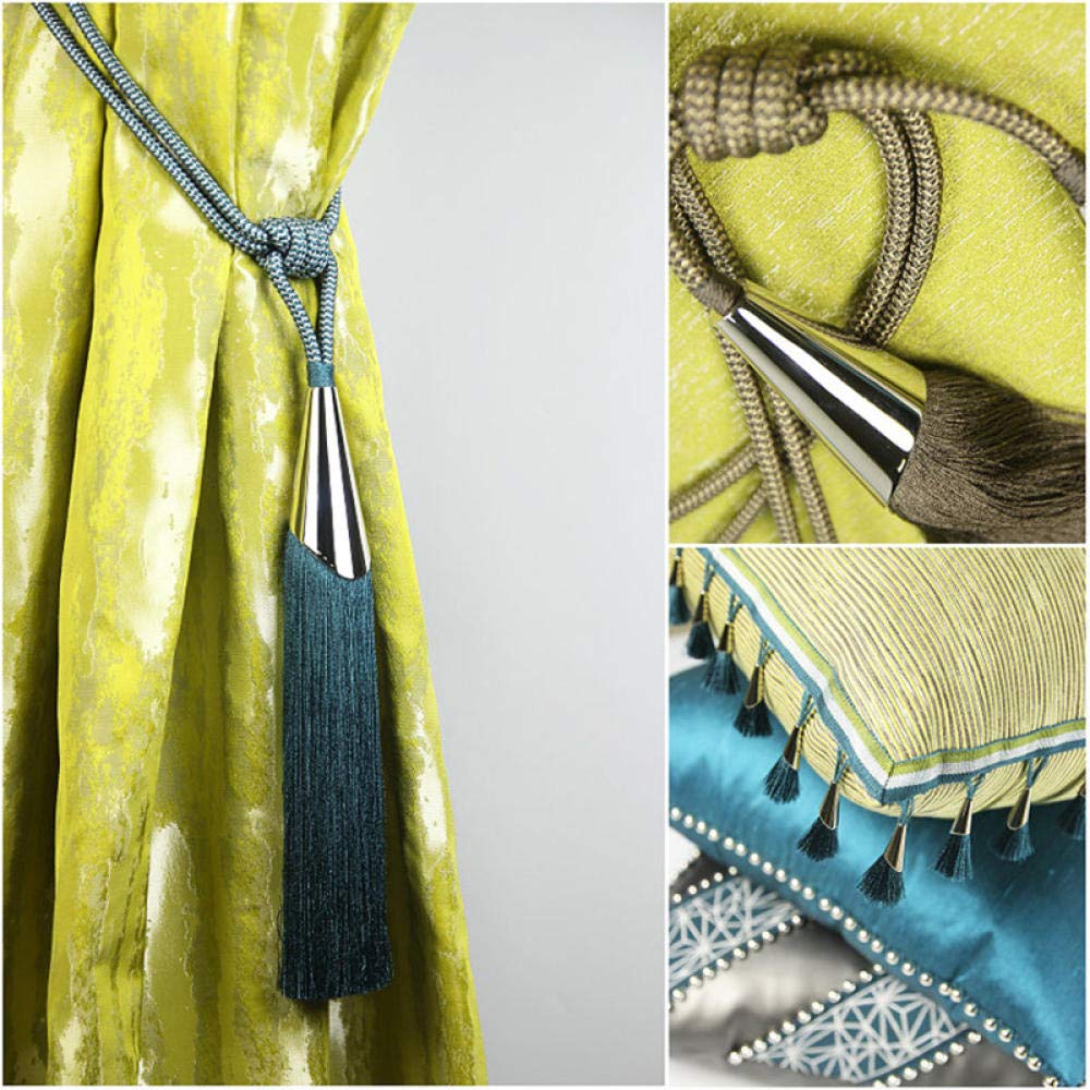 Hebilla de Cortinas 2 Piezas Cortina Borla Cepillo Tieback Colgante Bola Correas Amarre Atar Cuerdas cinturón Cortina Accesorios Broche Cinta de Lazo Espalda Gris