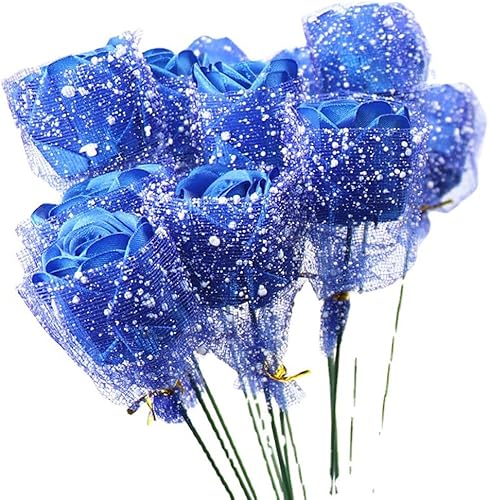 Miniatura 4 de EUBUY Papel de malla para envolver flores, 1 rollo de 16 yardas y 6 pulgadas de ancho con puntos de nieve para envolver flores, papel de malla de