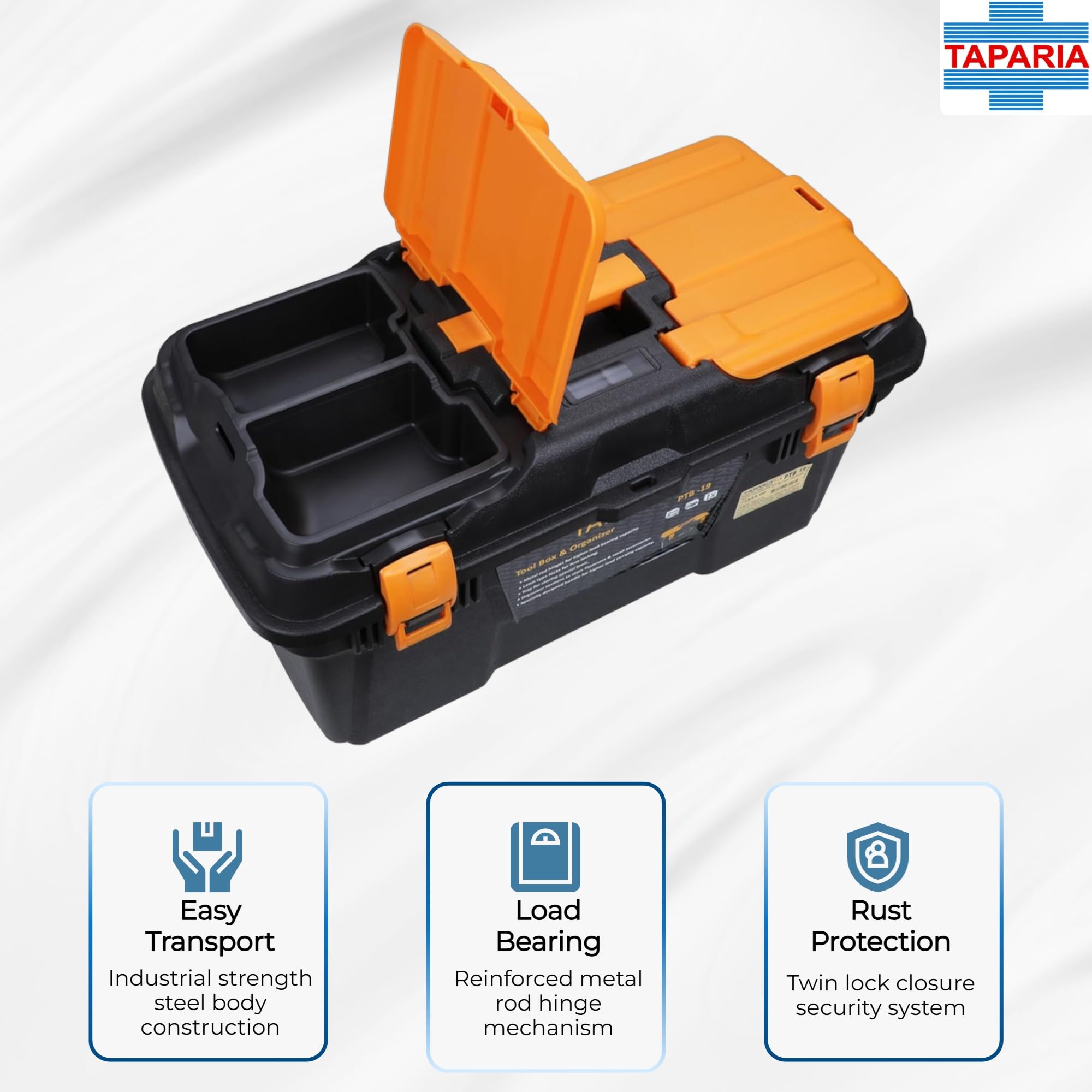Taparia PTB-19 Plastic Tool Box with Organizer (Multicolour