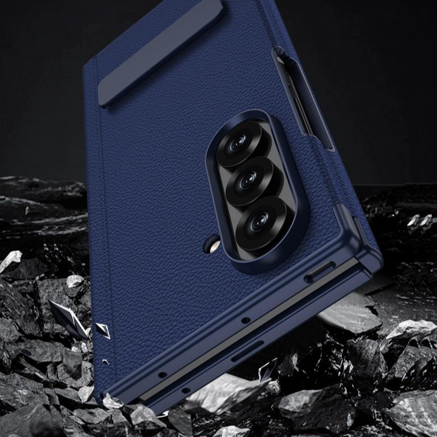 Case for Samsung Galaxy Z Trifold, Stylish Lightweight Shock-Absorbing Leather Case with Built-in Screen Protector, Hinge Protection, and Rotating Stand (Black1)