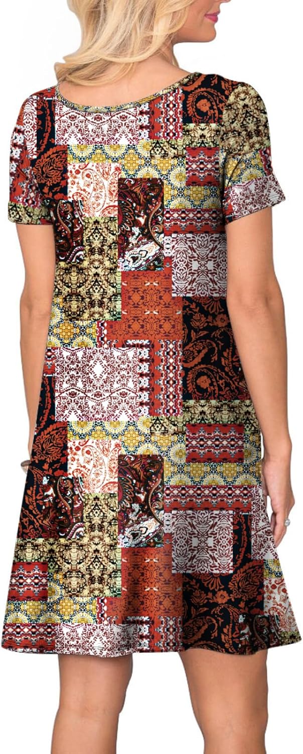 Women's Casual T Shirt Dress Summer Short Sleeve Swing Dresses with Pockets - Image 4
