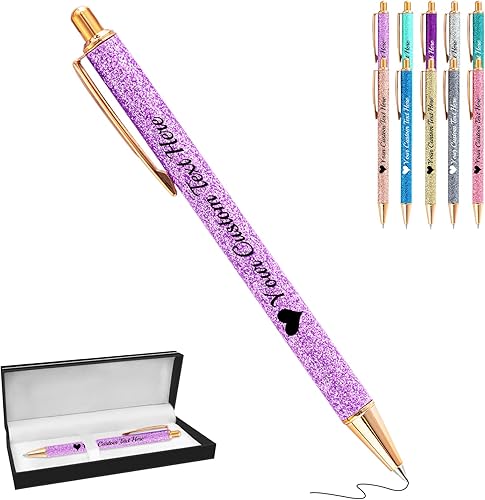 Bolígrafos de purpurina personalizados con nombre impreso, bolígrafo personalizado con barril de metal, retráctil, bonito y elegante, regalos
