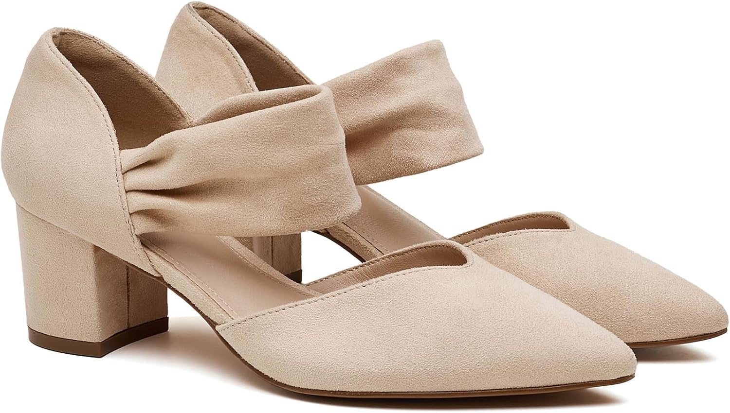 Volattio Women's Pumps Closed Toe Low Chunky Heels Dress Shoes for Women Comfortable Dressy Party Wedding Bridal Shoes - Image 5