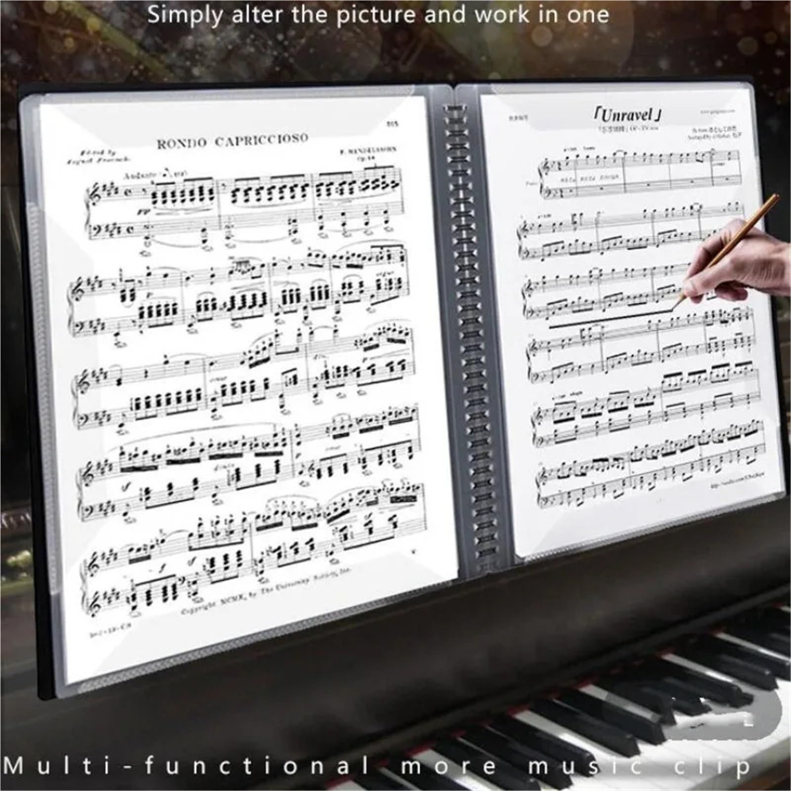 Carpeta de música multicapa A3 15 páginas, bolsa datos papel plástico para Partituras, Archivos