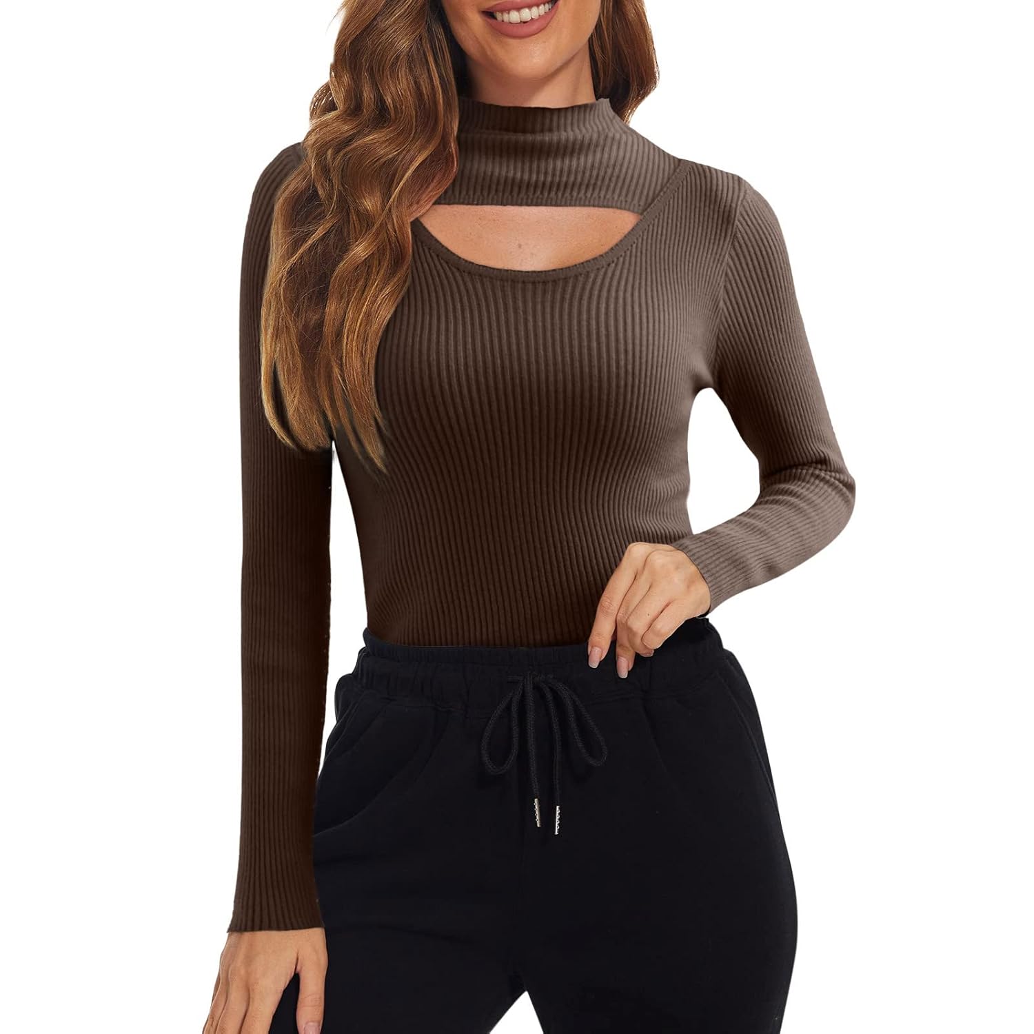 Women Knitted Bottoming Shirt Inner Half Turtleneck Sweater Design Sexy Hollow Top Womens Loose Athletic Tees