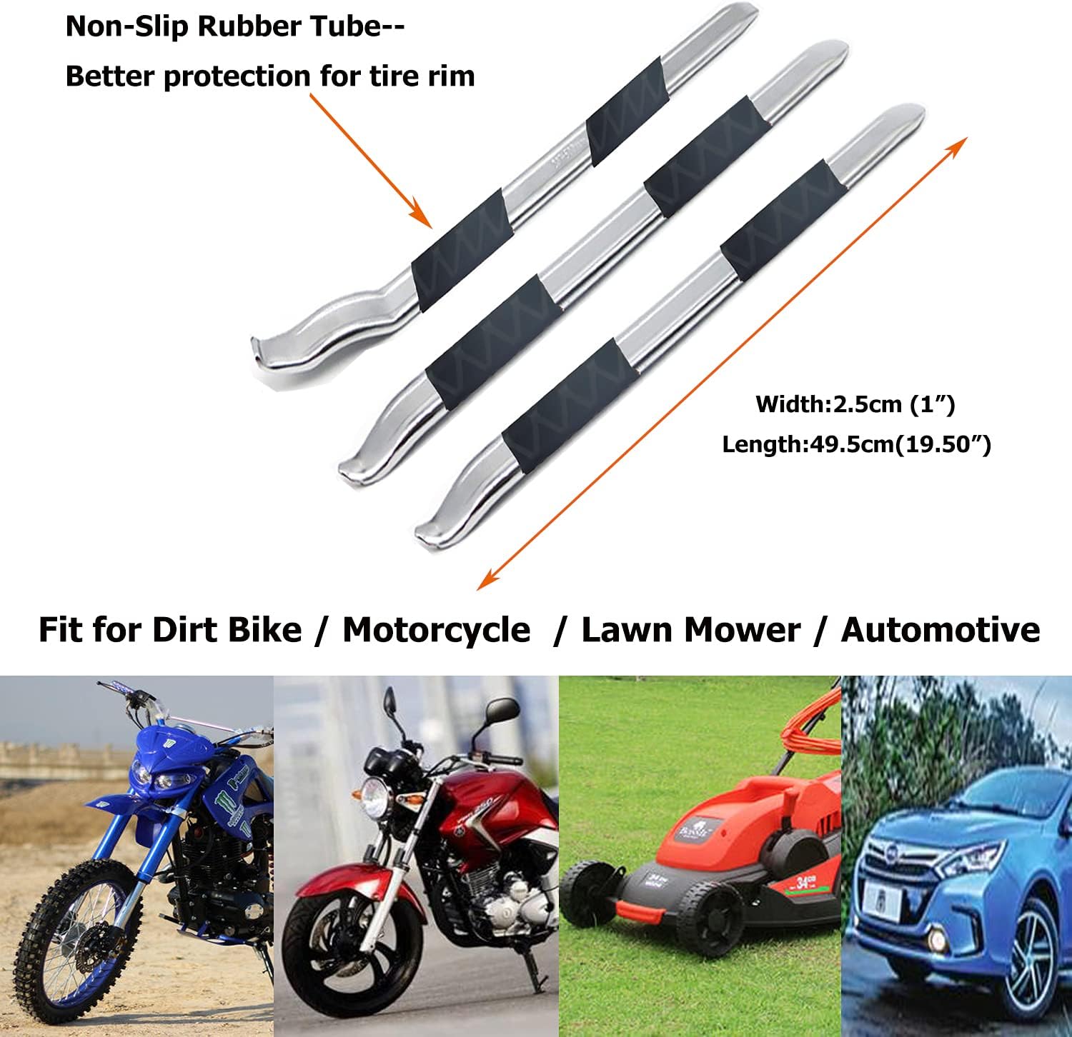 Dr.Roc 3 x 19.5 inch Staight and Curved Irons Tire Levers 6 x TR413 Valve Stems Set Mount and Demount Tire Irons Set Motorcycle Dirt Bike Lawn Mower ATV UTV Tire Changing Tools with Durable Bag : Automotive