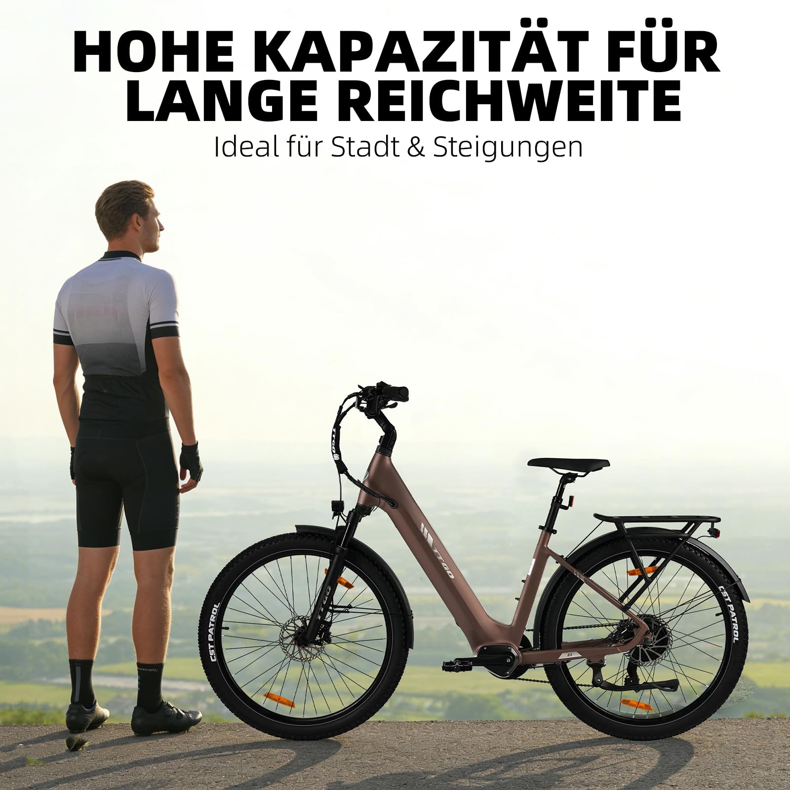 ttgo Z3 27.5Zoll E-Bike, für Damen & Herren, Pedelec mit 48V 15Ah Akku, bis 120 km Reichweite, 250W Heckmotor 70Nm, Shimano 7-Gang, hydraulische Scheibenbremsen, StVZO, 6061 Alu-Rahmen