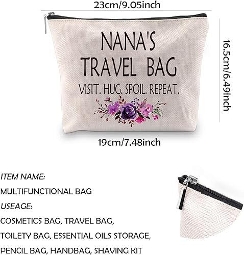 Miniatura 2 de WCGXKO Nana Gift Nana Cumpleaños Día de la Madre Regalo Abuela Cosméticos Neceser Neceser para Viajar, Beige, Viajes de Nana