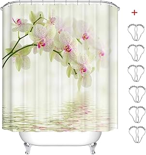 Waterproof Polyester Shower Curtain, Sanitary Mildew Resistant Shower Curtain with Hooks, Mold Resistant, Antibacterial, E...